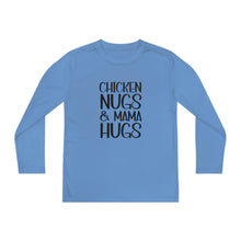 Load image into Gallery viewer, Youth Long Sleeve Tee, Chicken Nugs &amp; Mama Hugs, Cute Kids Shirt, Gift for Kids, Funny Kids Shirt, Chicken Nuggets Shirt
