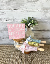 Load image into Gallery viewer, 7'' Baby tiered tray decor, mini rolling pin for tiered tray, Baby shower decor, nursery decor, baby shower tiered tray, its a girl, its a boy
