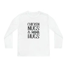 Load image into Gallery viewer, Youth Long Sleeve Tee, Chicken Nugs &amp; Mama Hugs, Cute Kids Shirt, Gift for Kids, Funny Kids Shirt, Chicken Nuggets Shirt
