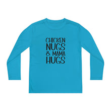 Load image into Gallery viewer, Youth Long Sleeve Tee, Chicken Nugs &amp; Mama Hugs, Cute Kids Shirt, Gift for Kids, Funny Kids Shirt, Chicken Nuggets Shirt
