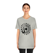 Load image into Gallery viewer, Sunflower Short Sleeve Tee, Butterfly Sunflower tshirt, Garden Shirt, Abstract Floral Shirt, Floral, Garden Tee, Sunflower Shirt, Sunflower tee
