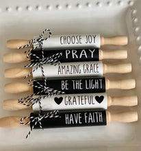 Load image into Gallery viewer, 7'' Faith Tiered Tray Decor | Christian / Religious Tier Tray Decor | Tiered Tray Decor Signs | Mini Rolling pins Decor
