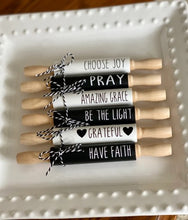 Load image into Gallery viewer, 7'' Faith Tiered Tray Decor | Christian / Religious Tier Tray Decor | Tiered Tray Decor Signs | Mini Rolling pins Decor
