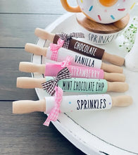 Load image into Gallery viewer, 7'' Farmhouse Ice Cream Rolling Pin, Ice Cream Decor, Ice Cream Tiered Tray Decor, Mini Rolling Pin, Summer Decor, Birthday Party Decor
