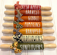 Load image into Gallery viewer, 7” Fall Mini Farmhouse Rolling Pins, Farmhouse Tier Decor
