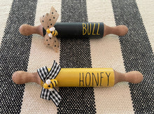 Load image into Gallery viewer, 7” Honey Bee 🐝 Farmhouse Tier tray decor mini rolling pin
