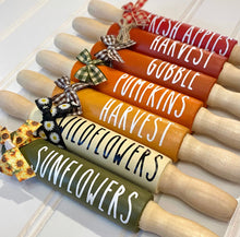 Load image into Gallery viewer, 7” Fall Mini Farmhouse Rolling Pins, Farmhouse Tier Decor
