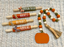 Load image into Gallery viewer, 7” Fall Mini Farmhouse Rolling Pins, Farmhouse Tier Decor
