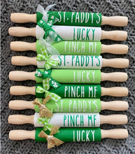 Load image into Gallery viewer, 7'' St. Patrick’s Day Mini Rolling Pin | Tiered Tray Decoration | St. Paddy’s Home Decor
